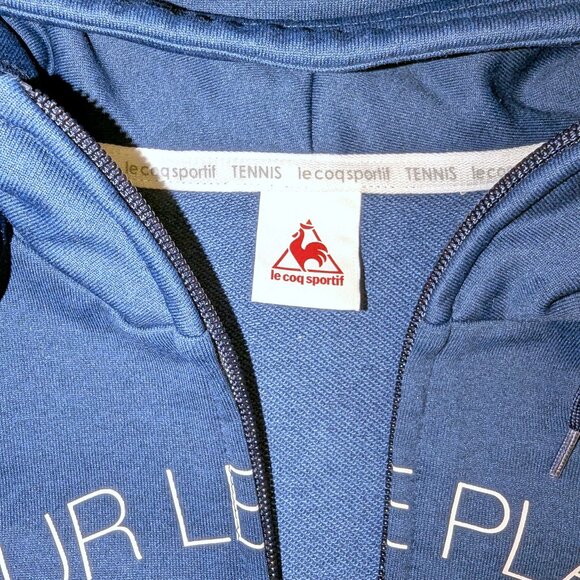 Le Coq Sportif | Navy Blue Spell Out French Active Zip Up Hoodie | Size Large - Picture 5 of 14